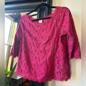 Anthropologie Pink lace top